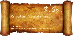 Krauter Szalóme névjegykártya